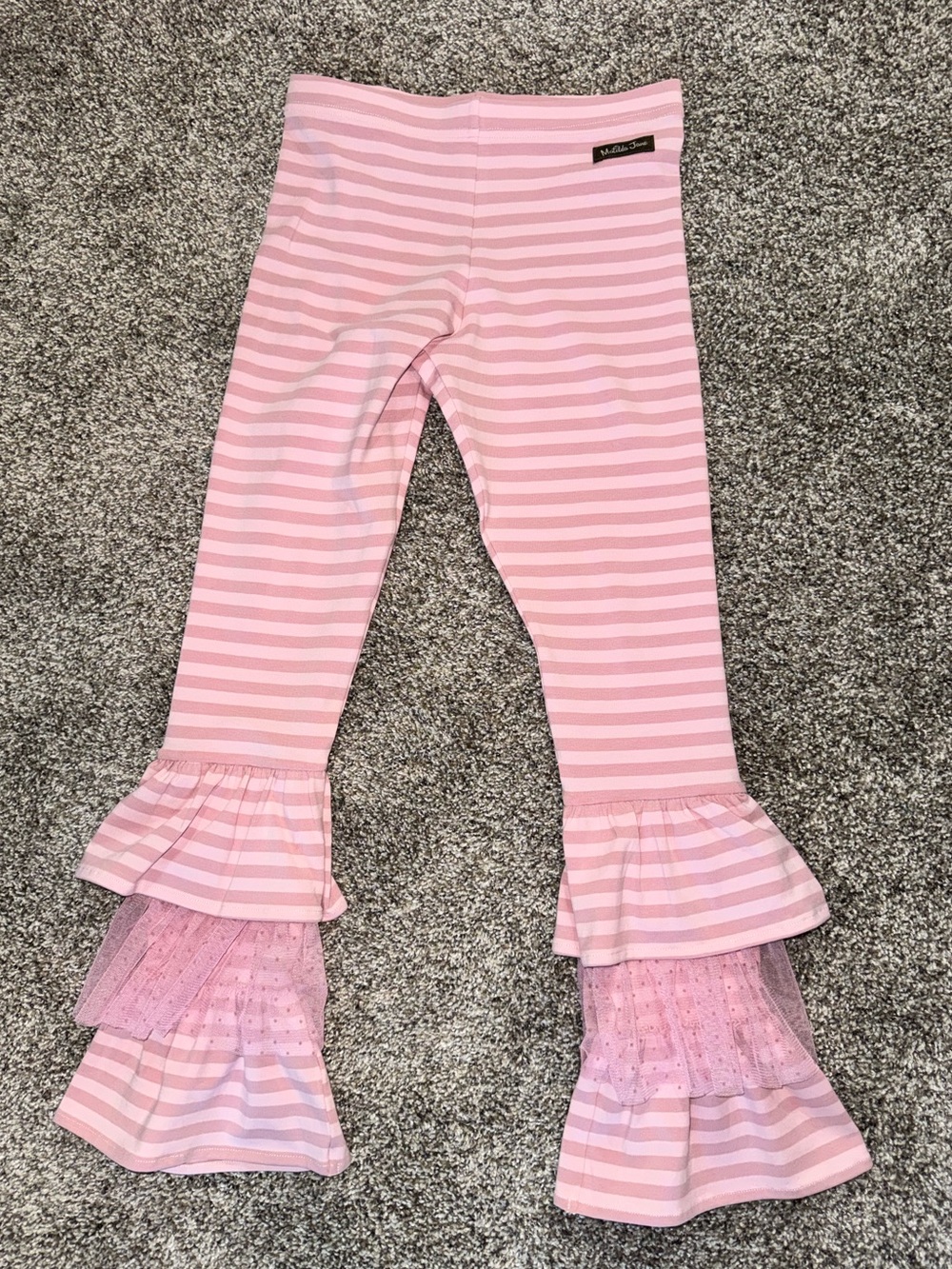 Matilda Jane Pink Striped Ruffle Hem Leggings